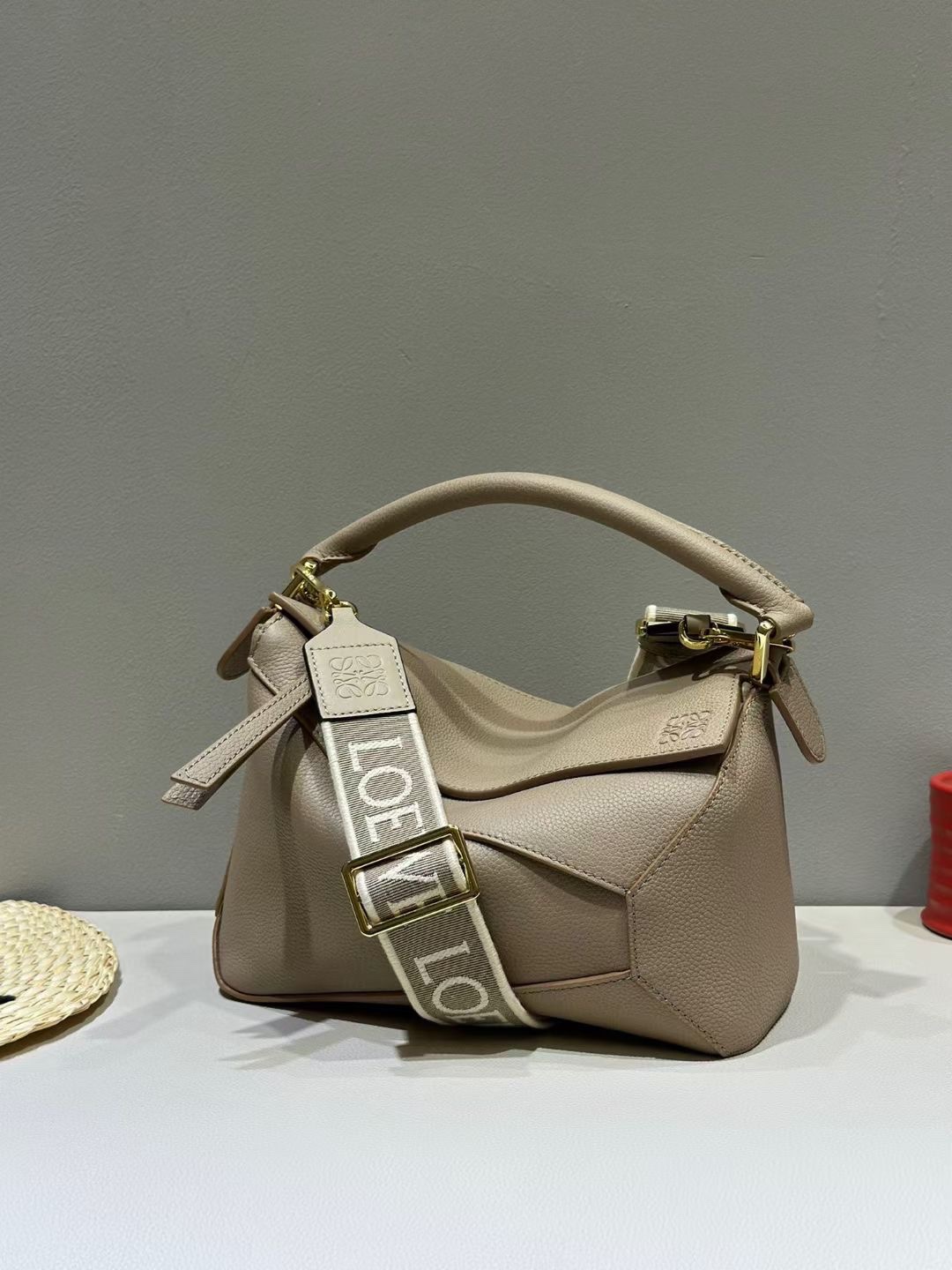 Loewe Small Puzzle Bag in Soft Grained Calfskin Sand